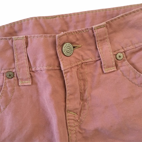 new True Religion ʊ Lizzie Lightweight Denim Mini Skirt ʊ Faded Red ʊ Size 4 27 - Picture 5 of 16